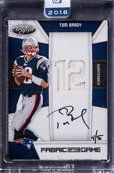 2018 Panini Honors "2010 Certified: Fabric Of The Game" #84 Tom Brady Signed Dual-Jersey Card (#4/5) - Panini Sealed